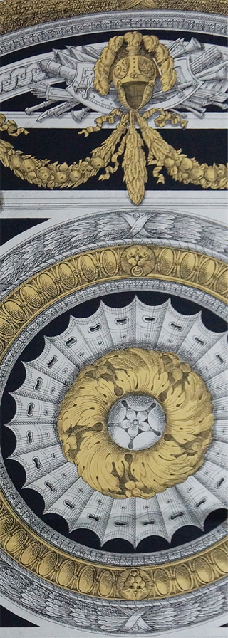 Runde Tischplatte nach barocken Motiven von J. Berain und J. Marot, Ausschnitt (Privatauftrag)
